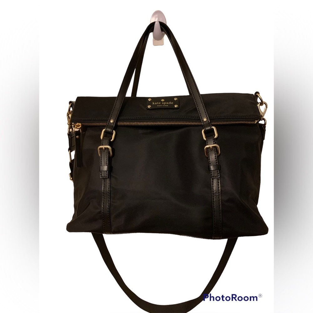 Kate Spade Large Nylon Foldover Crossbody in Black